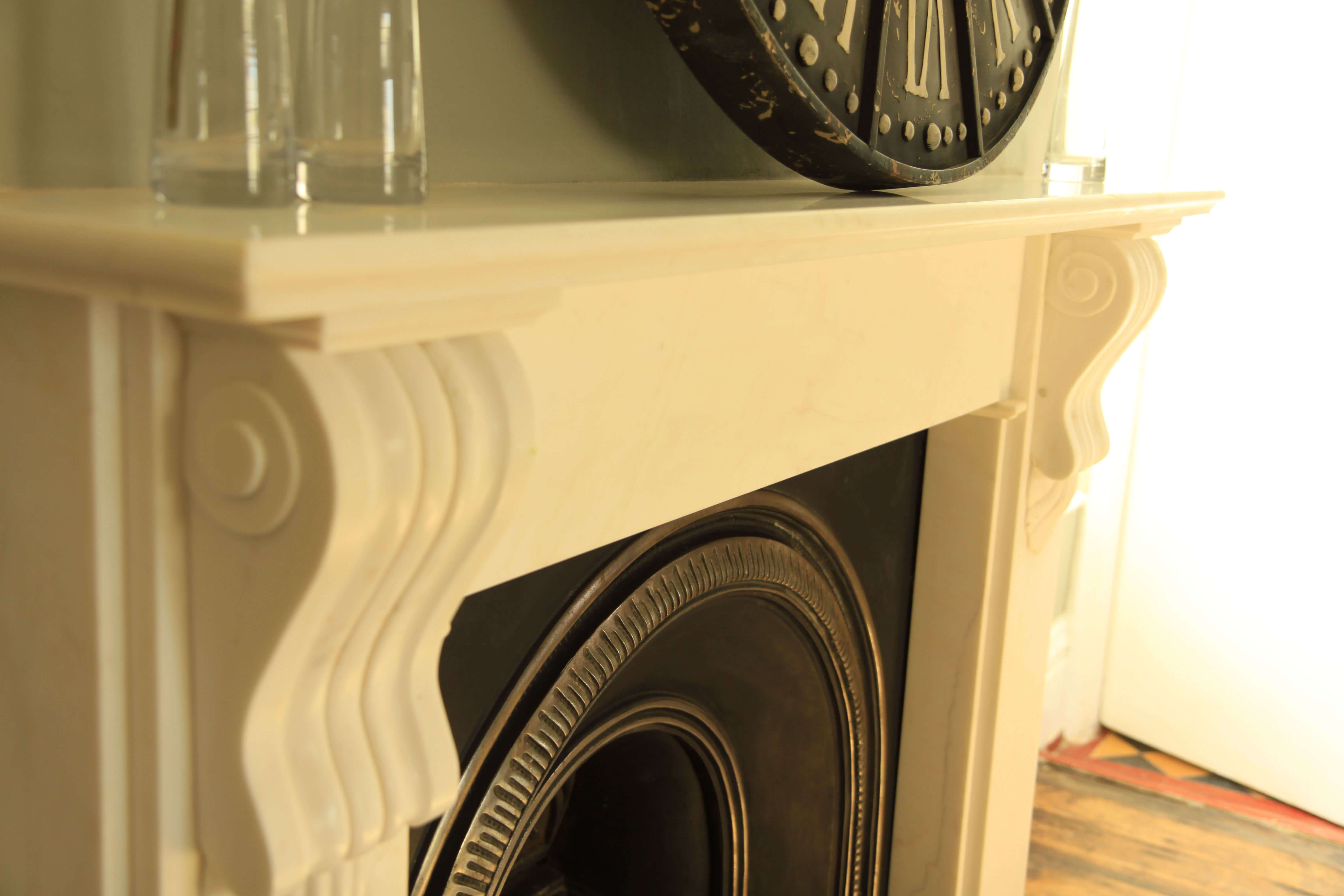 Modern Country Style Family Room fireplace close up